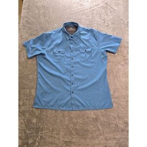 Croft & Barrow‎ Men's XXL Blue Quick Dry Short Sleeve Button Up Shirt Adventure